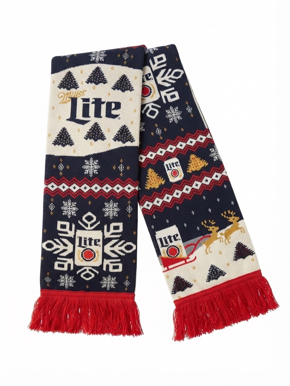 Miller Lite Holiday Ugly Sweater Knit Scarf Beer